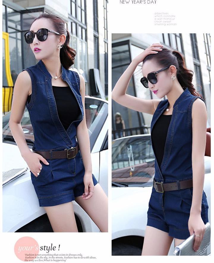 JUMSUIT JEAN ĐÙI SÁT NÁCH KÈM ÁO THUN